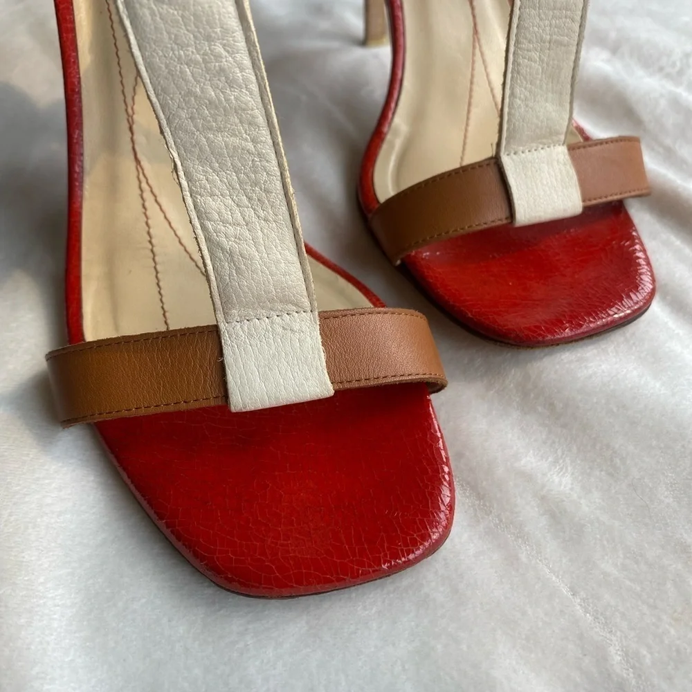 Kate Spade Red and Brown Heels with T-Strap Design - Picture 2 of 14